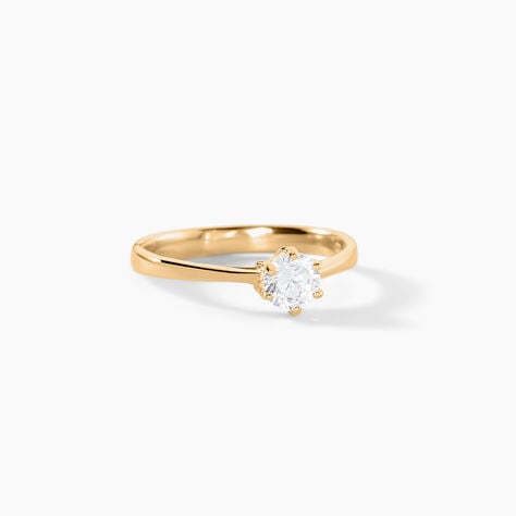 Bague Solitaire Plaqu&eacute; Or Jaune Eulia Oxyde De Zirconium - Bijoux fantaisie Femme | Marc Orian