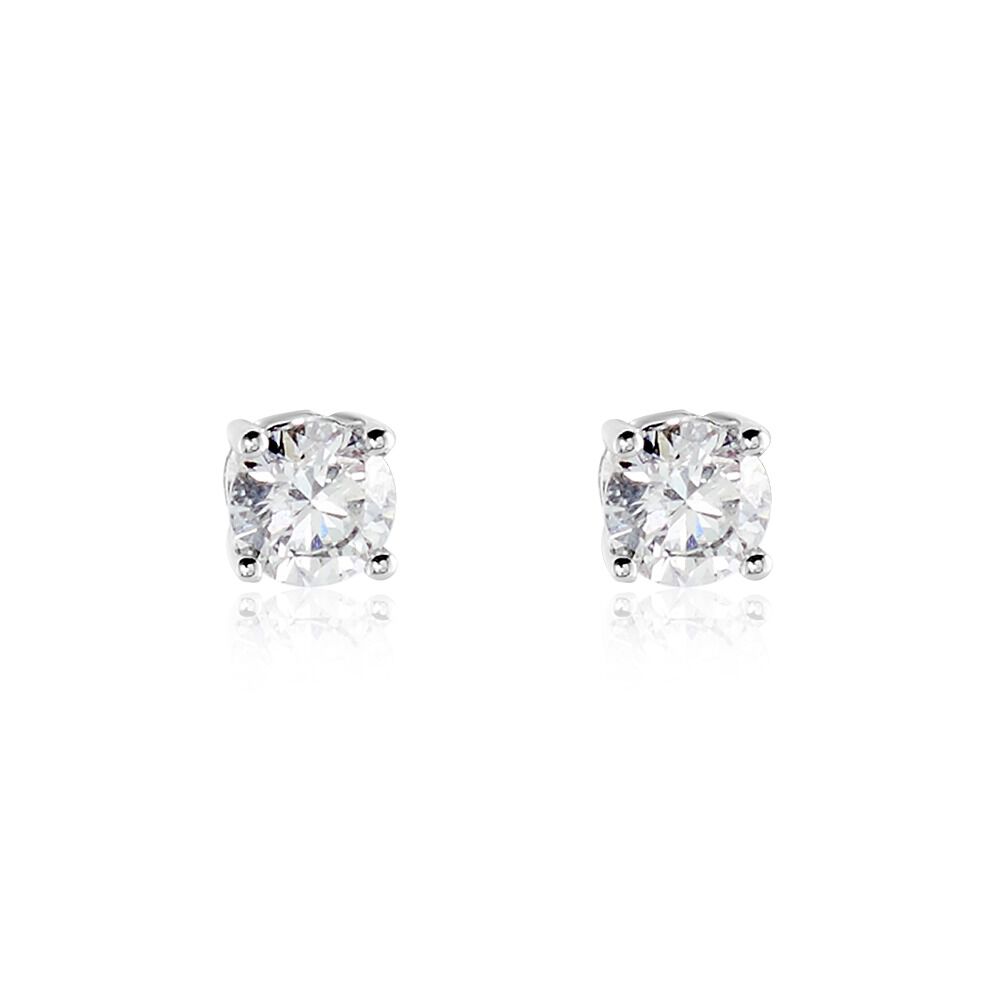 Boucles D'oreilles Puces Or Blanc Victoria Diamants - Puces Femme | Marc Orian