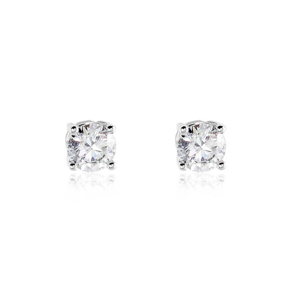 Boucles D'oreilles Puces Or Blanc Victoria Diamants - Puces Femme | Marc Orian