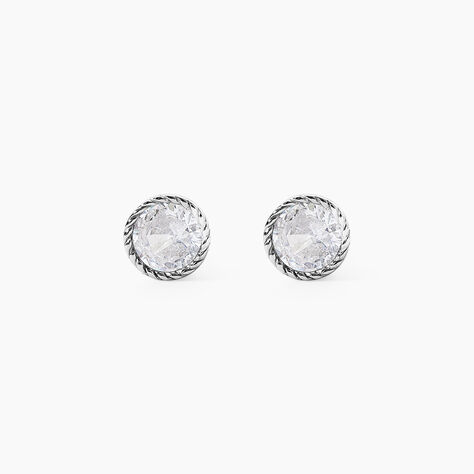 Boucles D'oreilles Puces Anaissa Argent Blanc Oxyde De Zirconium - Puces Femme | Marc Orian
