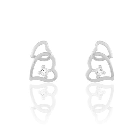 Boucles D'oreilles Puces Roma Argent Blanc Oxyde De Zirconium - Puces Femme | Marc Orian