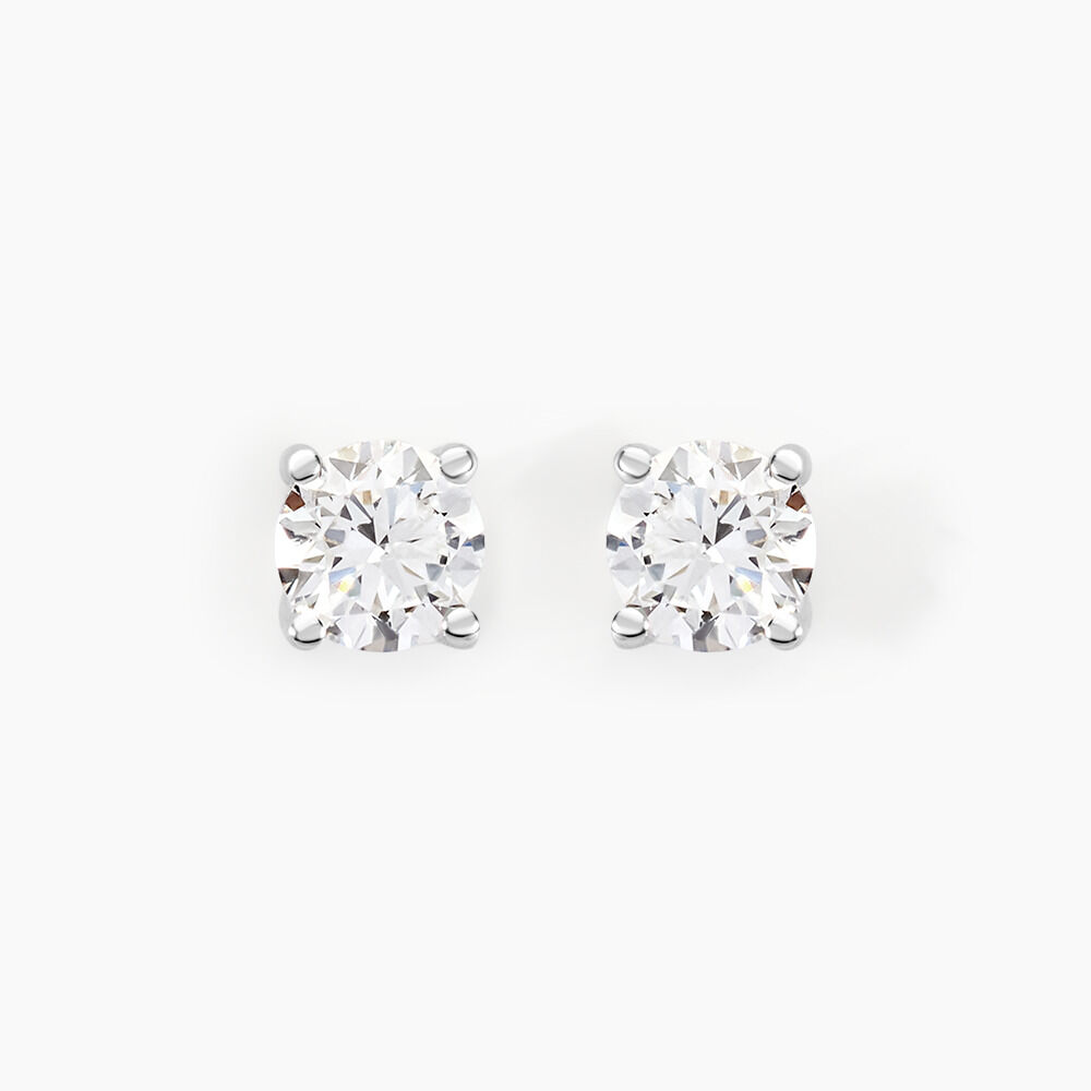 Boucles D'oreilles Puces Aphrodite Or Blanc Diamant - Puces Famille | Marc Orian