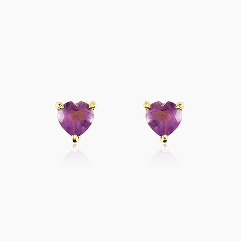 Boucles D'oreilles Puces Pasilla Or Jaune Améthyste - Puces Femme | Marc Orian
