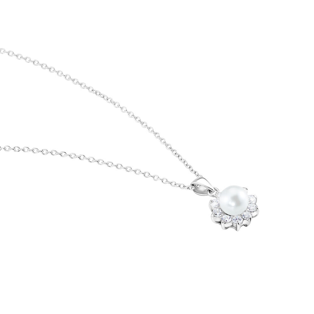 Collier Argent Blanc Cheri Perle De Culture Oxydes De Zirconium - Colliers avec pierres Femme | Marc Orian