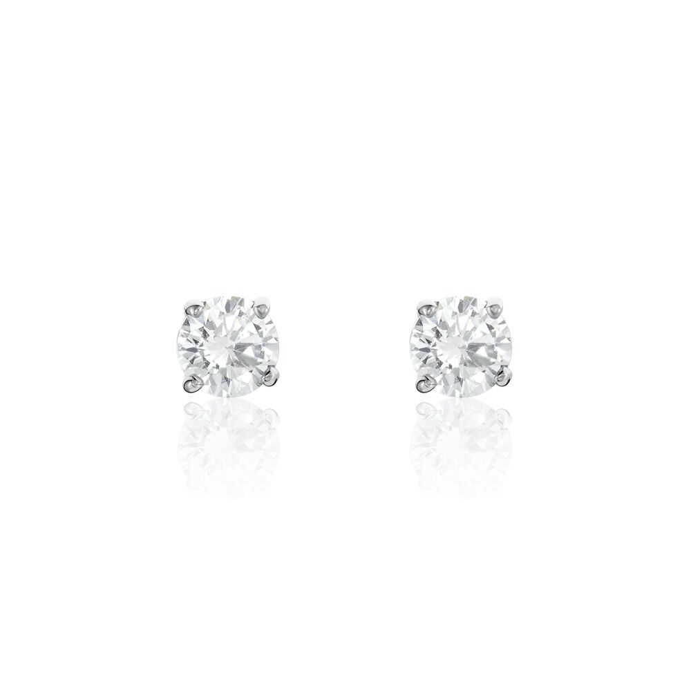 Boucles D'oreilles Puces Or Blanc Katherina Oxyde De Zirconium - Puces Femme | Marc Orian