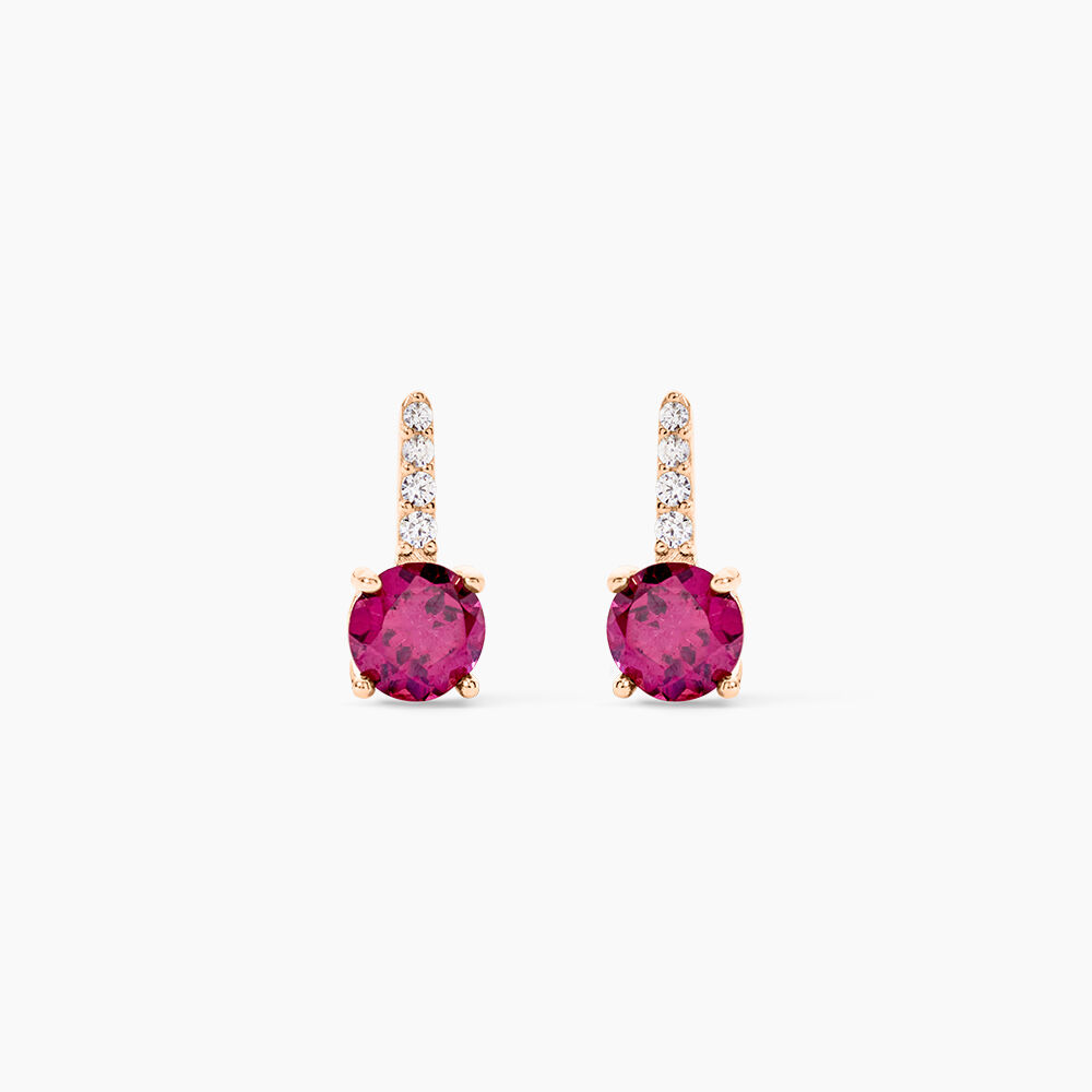 Bijoux D'oreilles Monroe Or Rose Rhodolite Oxyde De Zirconium - Puces Femme | Marc Orian