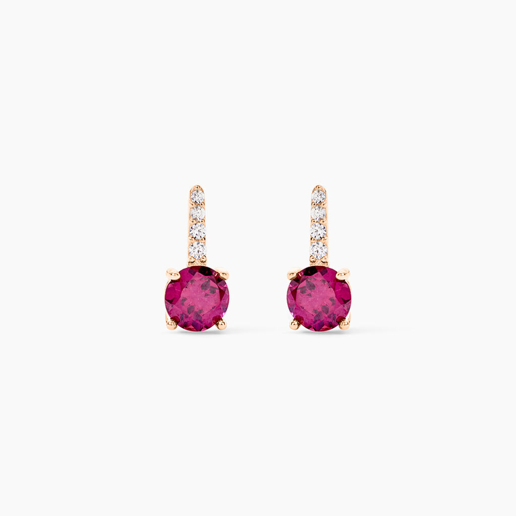 Bijoux D'oreilles Monroe Or Rose Rhodolite Oxyde De Zirconium - Puces Femme | Marc Orian