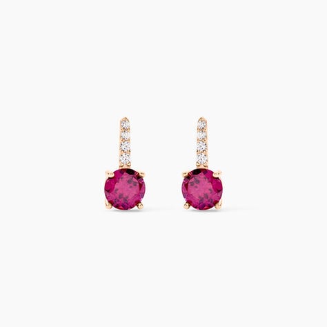 Bijoux D'oreilles Monroe Or Rose Rhodolite Oxyde De Zirconium - Puces Femme | Marc Orian