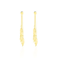 Boucles D'oreilles Pendantes Feuilles Triples Or Jaune - Boucles d'oreilles Pendantes Femme | Marc Orian