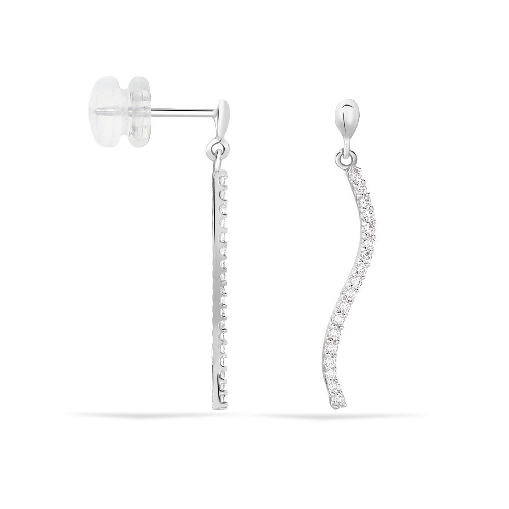 Boucles D'oreilles Pendantes Torsade Or Blanc Oxyde De Zirconium - Pendantes Femme | Marc Orian