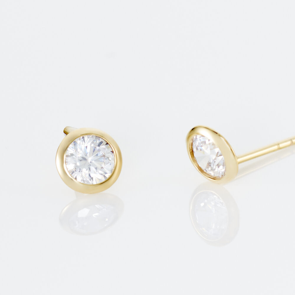 Boucles D'oreilles Puces Elda Serti Clos Or Jaune Oxyde De Zirconium - Puces Femme | Marc Orian