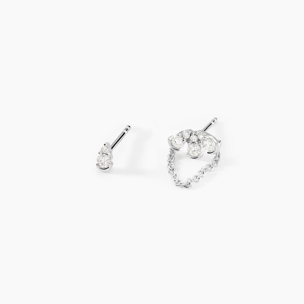 Boucles D'oreilles Puces Orhiane Argent Blanc Diamant Synthétique - Puces Femme | Marc Orian