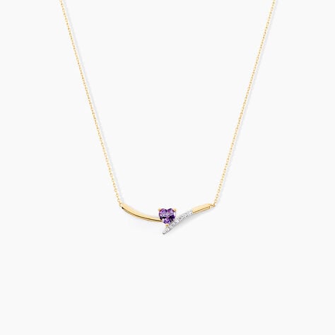 Collier Eva Or Jaune Amethyste Et Oxyde De Zirconium - Colliers avec pierres Femme | Marc Orian