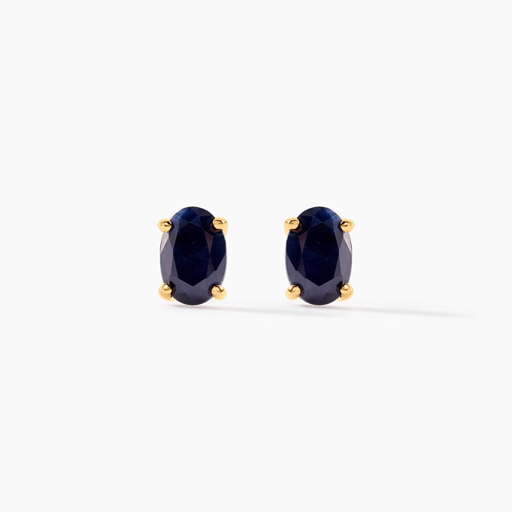 Boucles D'oreilles Puces Or Jaune Ovale Saphir - Boucles d'oreilles mariage Femme | Marc Orian