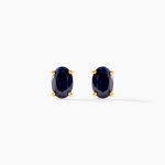 Boucles D'oreilles Puces Or Jaune Ovale Saphir - Boucles d'oreilles mariage Femme | Marc Orian