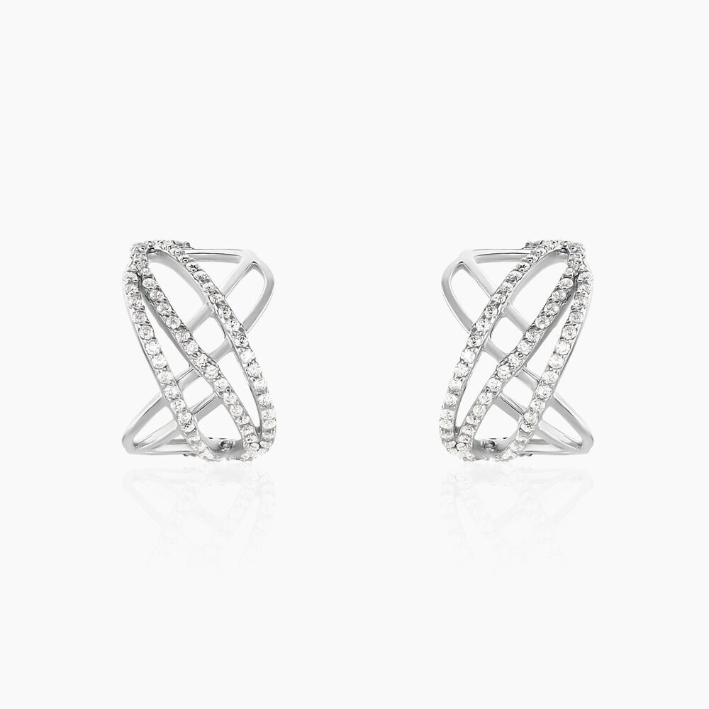 Créoles Marlow Argent Blanc Oxyde De Zirconium - Créoles Femme | Marc Orian