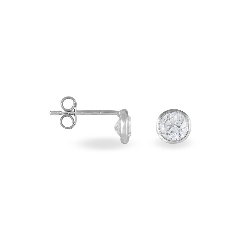 Boucles D'oreilles Puces Elda Serti Clos Or Blanc Oxyde De Zirconium - Puces Femme | Marc Orian