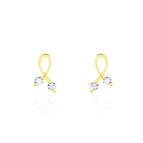 Boucles D'oreilles Puces Alvina Ruban Or Jaune Oxyde De Zirconium - Puces Femme | Marc Orian