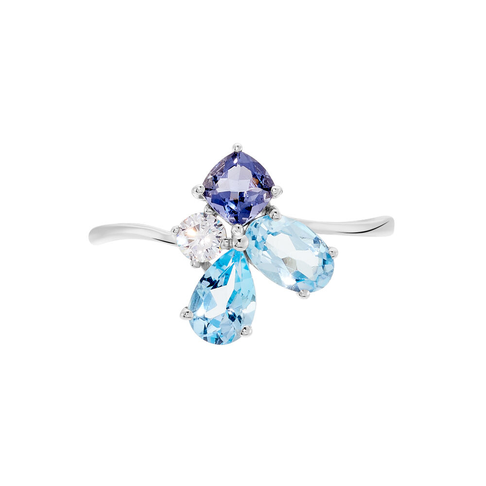 Bague Doryne Or Blanc Topaze Et Oxyde De Zirconium - Bagues pierres fines Femme | Marc Orian