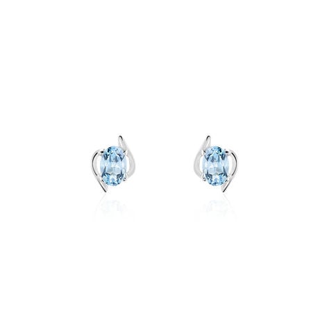 Boucles D'oreilles Puces Vrille Ovale Or Blanc Topaze - Puces Femme | Marc Orian