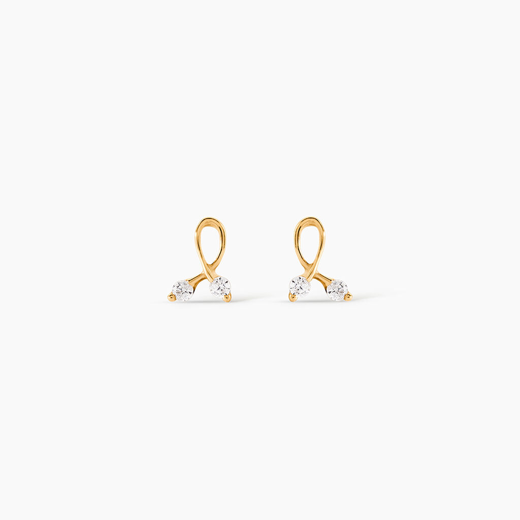 Boucles D'oreilles Puces Alvina Ruban Or Jaune Oxyde De Zirconium - Puces Femme | Marc Orian