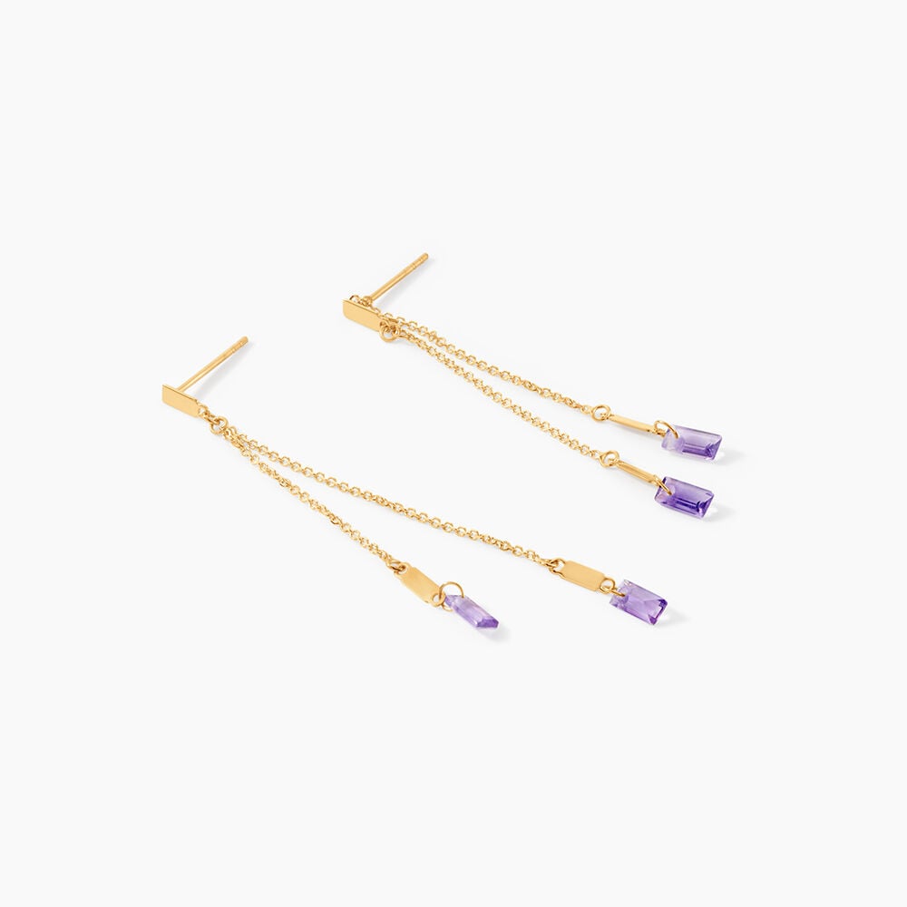 Bijoux D'oreilles Lavender Or Jaune Am&eacute;thyste - Pendantes Femme | Marc Orian