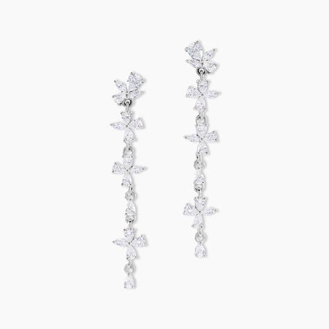 Boucles D'Oreilles Pendantes Feeria Argent Blanc Oxyde De Zirconium - Pendantes Femme | Marc Orian