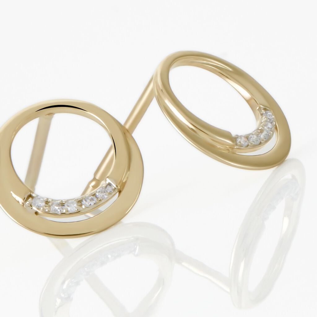 Boucles D'oreilles Puces Circlane Or Jaune Diamant - Boucles d'oreilles pierres précieuses Femme | Marc Orian