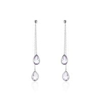 Boucles D'oreilles Pendantes Djime Or Blanc Amethyste