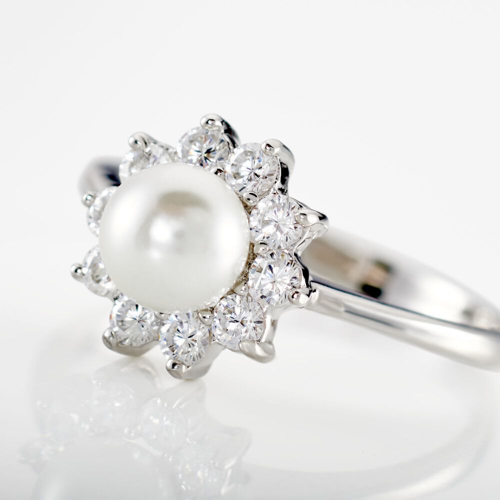 Bague Argent Blanc Cheri Perle De Culture Oxydes De Zirconium - Bagues vintage Femme | Marc Orian