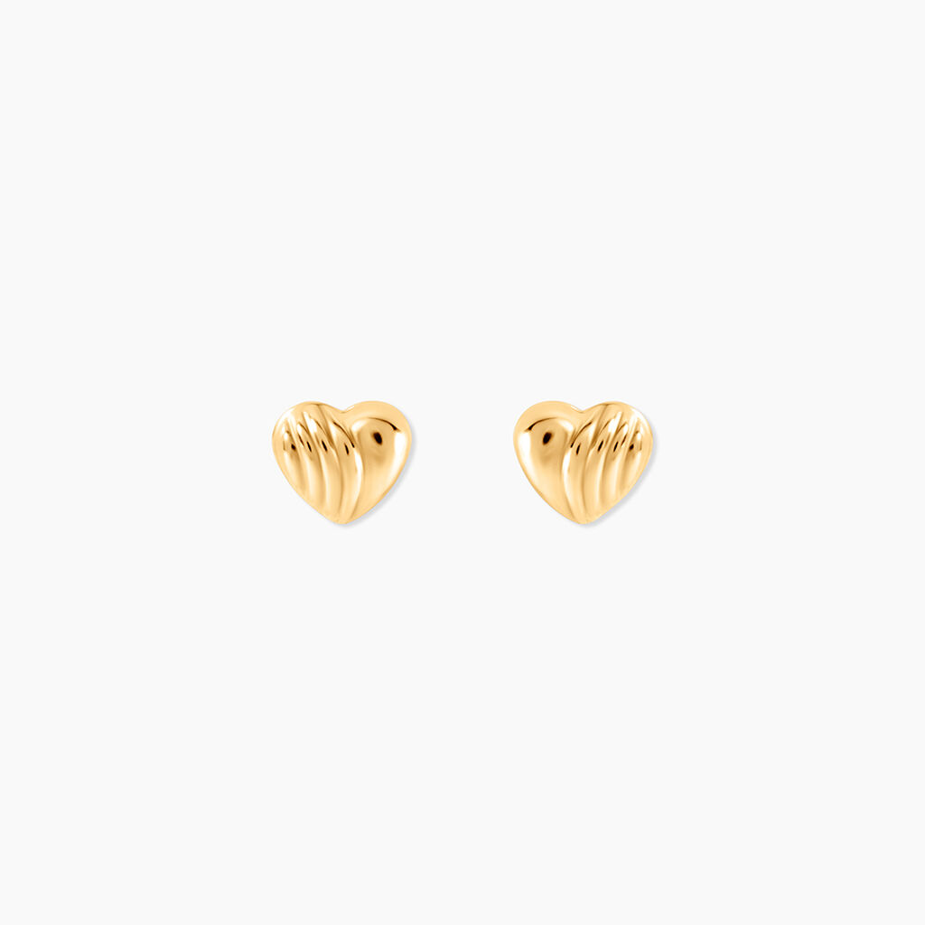 Boucles D'oreilles Puces Anne-maudae C&oelig;urs Or Jaune - Puces Femme | Marc Orian