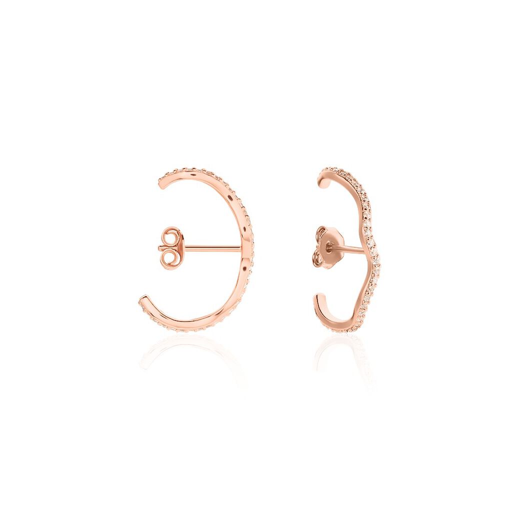 Boucles D'oreilles Lowri Argent Rose Oxyde De Zirconium - Créoles Femme | Marc Orian