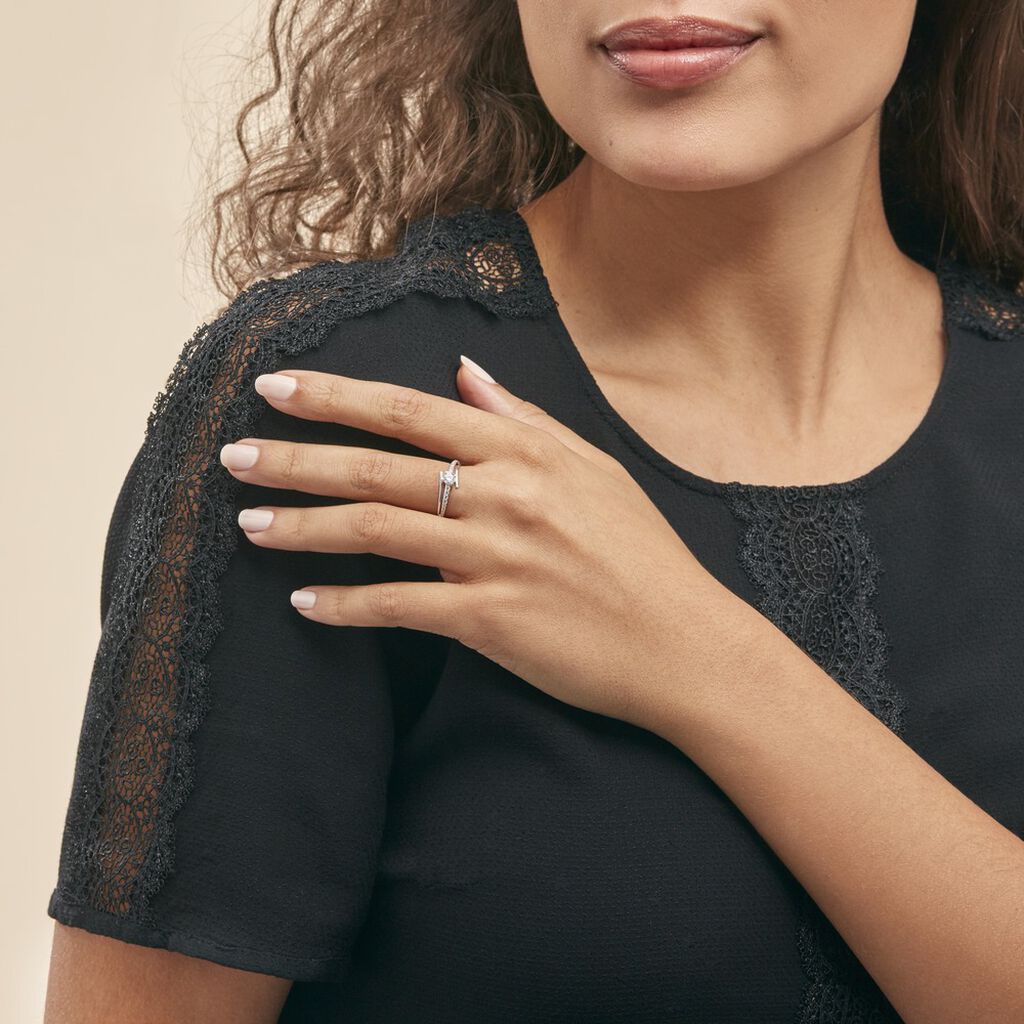 Bague April Or Blanc Oxyde De Zirconium - Bagues Solitaire Femme | Marc Orian
