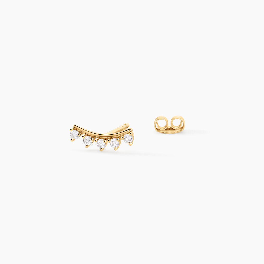 Boucles D'Oreilles Puces Olympe Argent Dor&eacute; A L'Or 750/1000 Oxyde De Zirconium - Puces Femme | Marc Orian