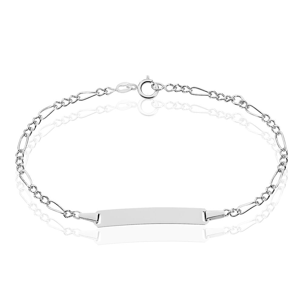 Bracelet Identit&eacute; Bartolomee Maille Alternee 1/3 Or Blanc - Gourmettes Enfant | Marc Orian