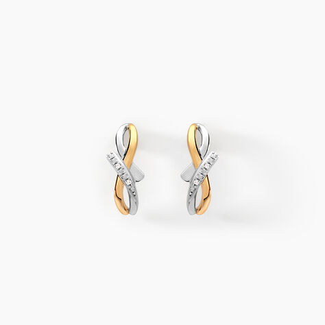 Boucles D'oreilles Puces Soukayna Or Bicolore Diamant - Boucles d'oreilles pierres précieuses Femme | Marc Orian