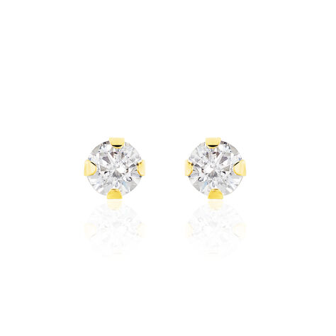 Boucles D'oreilles Puces Eddie Or Jaune Oxyde De Zirconium - Puces Femme | Marc Orian