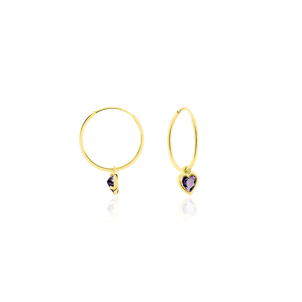 Cr&eacute;oles Marsie Coeur Or Jaune Amethyste - Boucles d'oreilles pampille Femme | Marc Orian