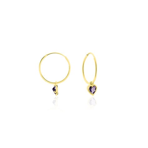 Cr&eacute;oles Marsie Coeur Or Jaune Amethyste - Boucles d'oreilles pampille Femme | Marc Orian
