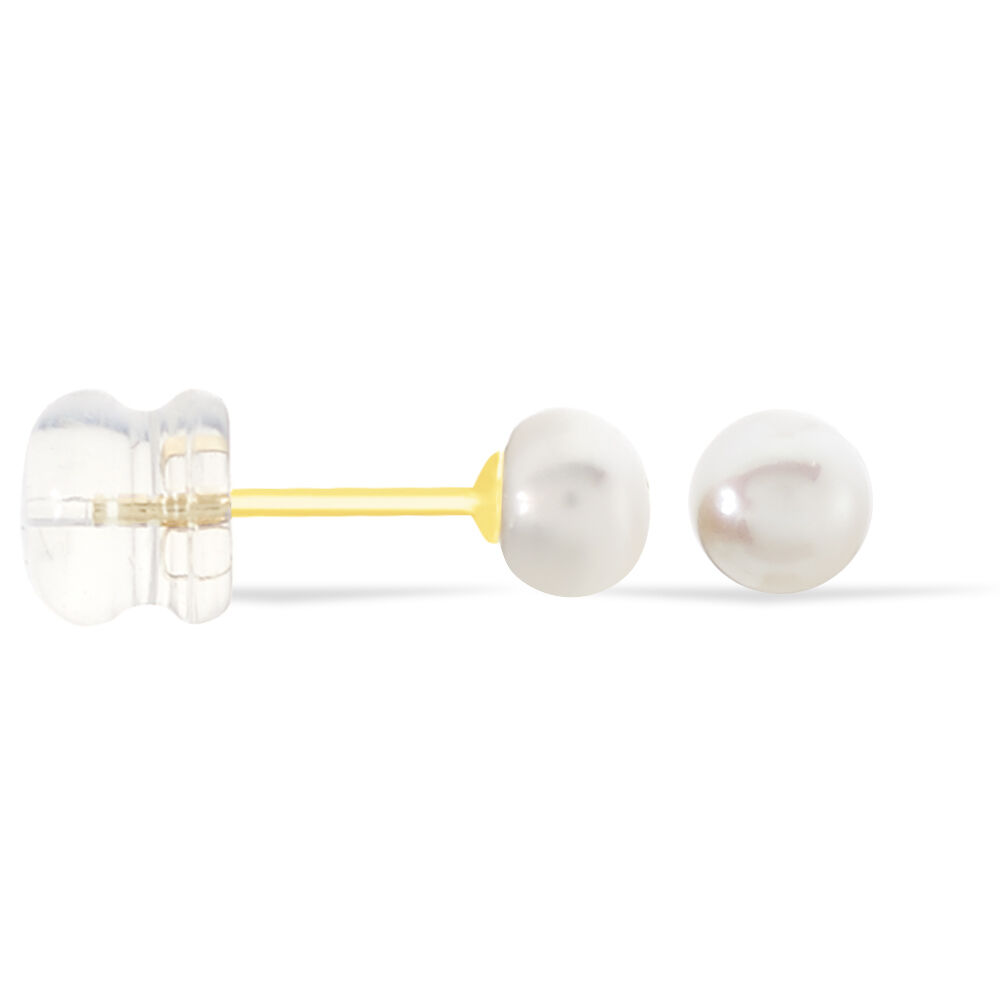 Boucles D'oreilles Puces Kesya Nacres Bouton Or Jaune Perle De Culture - Boucles d'oreilles mariage Famille | Marc Orian