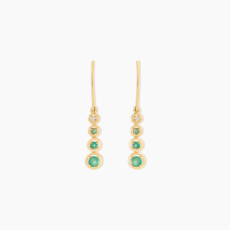 Boucles D'oreilles Pendantes Josephine Or Jaune Emeraude - Boucles d'oreilles mariage Femme | Marc Orian