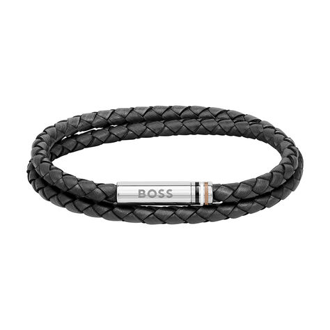 Bracelet Boss Ares Cuir De Veau Noir - Bracelets cuir Homme | Marc Orian