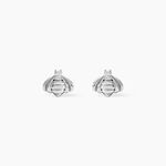 Boucles D'oreilles Puces Bee Argent Blanc - Puces Femme | Marc Orian