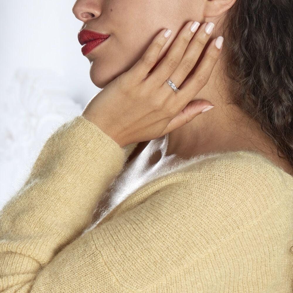 Alliance Ginny Ruban Plat Or Blanc - Alliances duo Unisex | Marc Orian