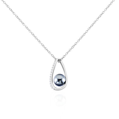 Collier Polynesie Argent Blanc Perle D'imitation Et Oxyde De Zirconium - Colliers avec pierres Femme | Marc Orian
