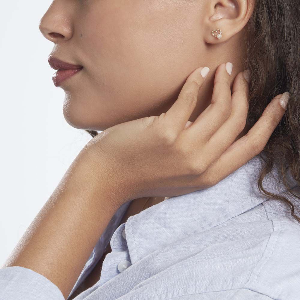 Boucles D'oreilles Puces Or Jaune Fergus Perle De Culture Oxyde - Puces Femme | Marc Orian