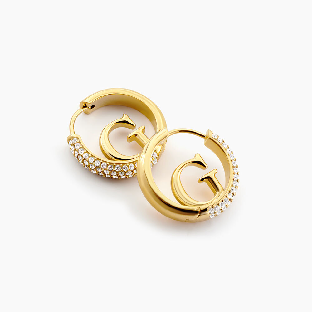 Cr&eacute;oles Guess Crazy Earrings Acier Jaune Oxyde De Zirconium - Cr&eacute;oles Femme | Marc Orian