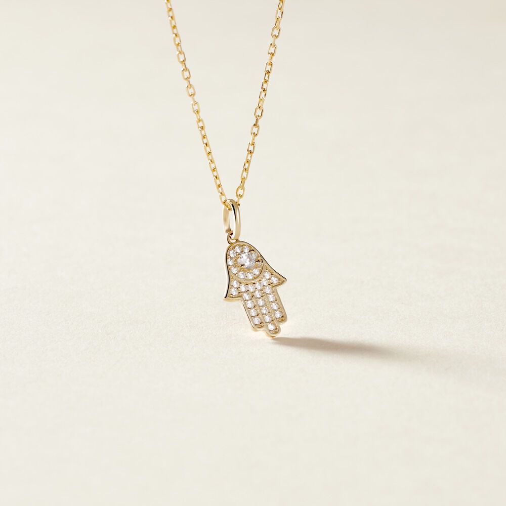 Pendentif Fatima Or Jaune Oxyde De Zirconium - Pendentifs Femme | Marc Orian
