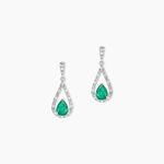 Boucles D'oreilles Pendantes Katiouchka Or Blanc Emeraude Diamants - Boucles d'oreilles mariage Femme | Marc Orian