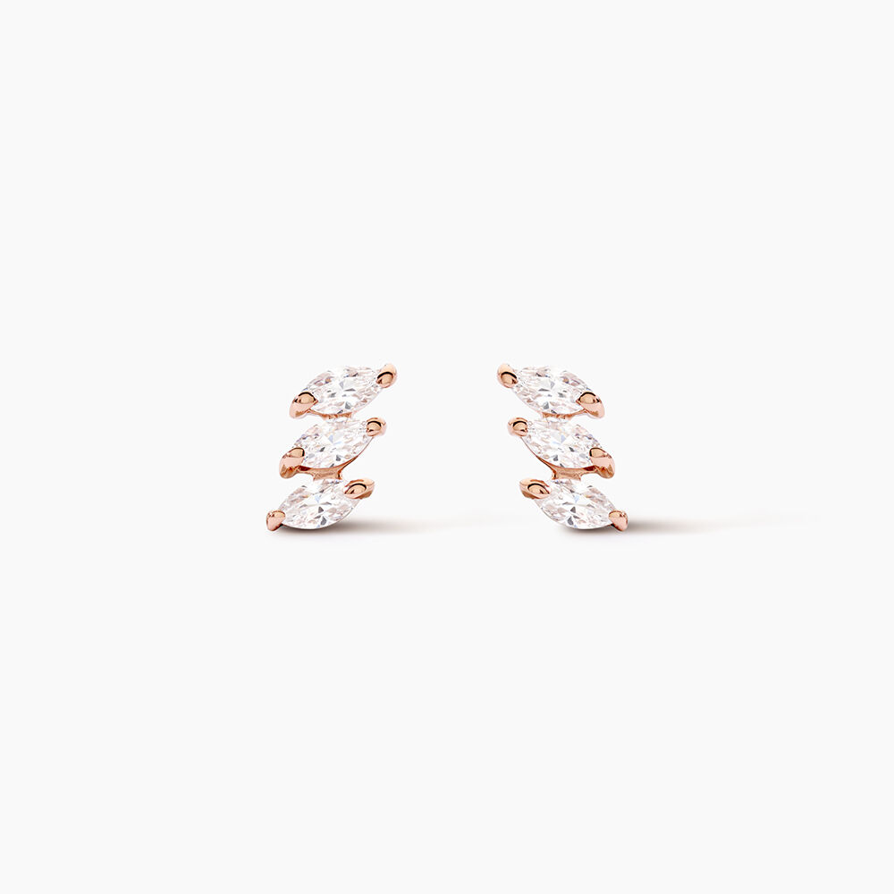 Boucles D'oreilles Puces Edma Or Rose Oxyde De Zirconium - Puces Femme | Marc Orian